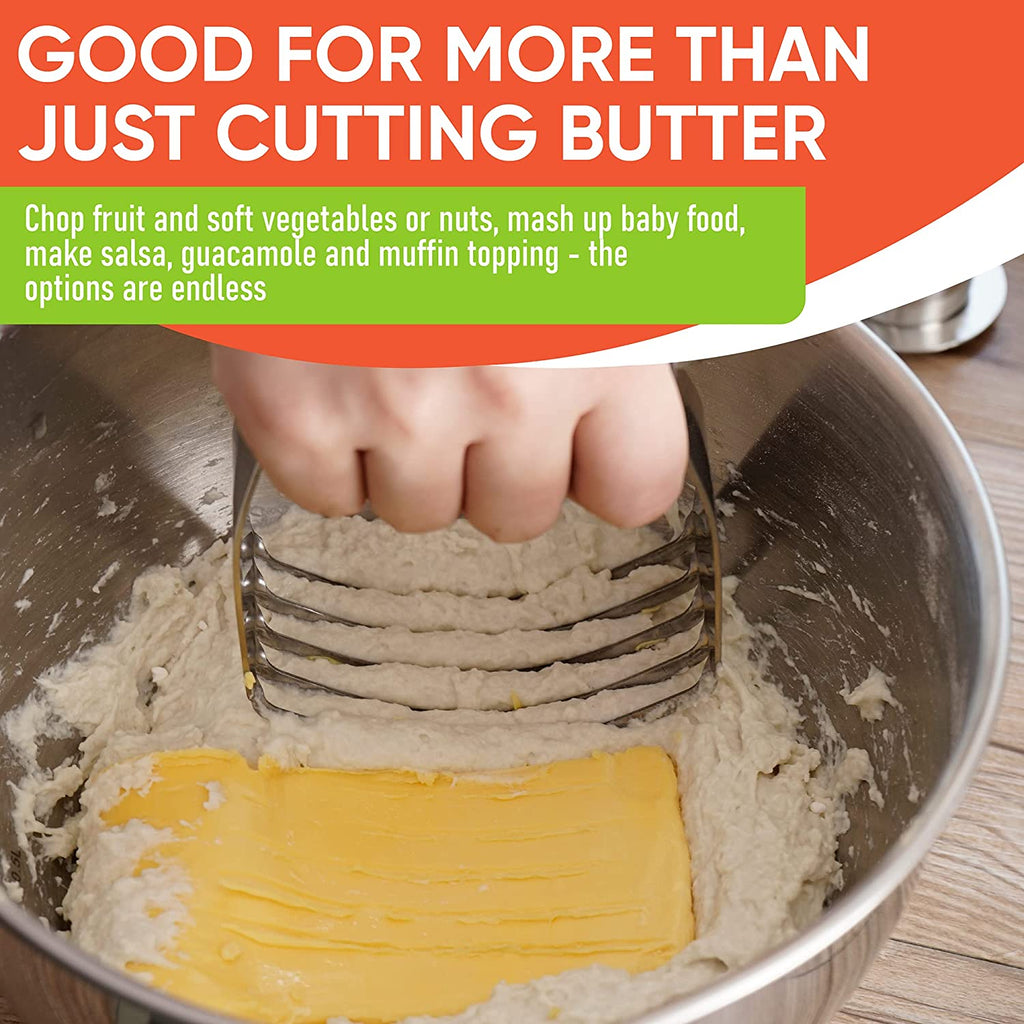Medium Dough Blender - Stainless Steel Pastry Cutter Tool for Baking W/Thick Sharp Blades - Butter & Dough Cutter - Pastry Blender for Easy Mixing - Dishwasher Safe Kitchen Gadgets - Mint