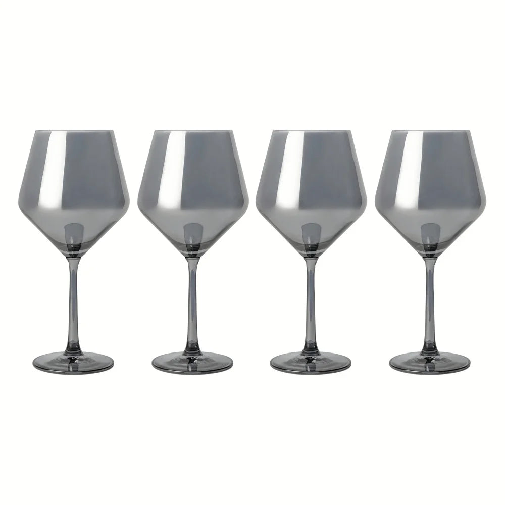 23 Fl Oz Smoke Iridescent Angled Wine Glasses, Set of 4